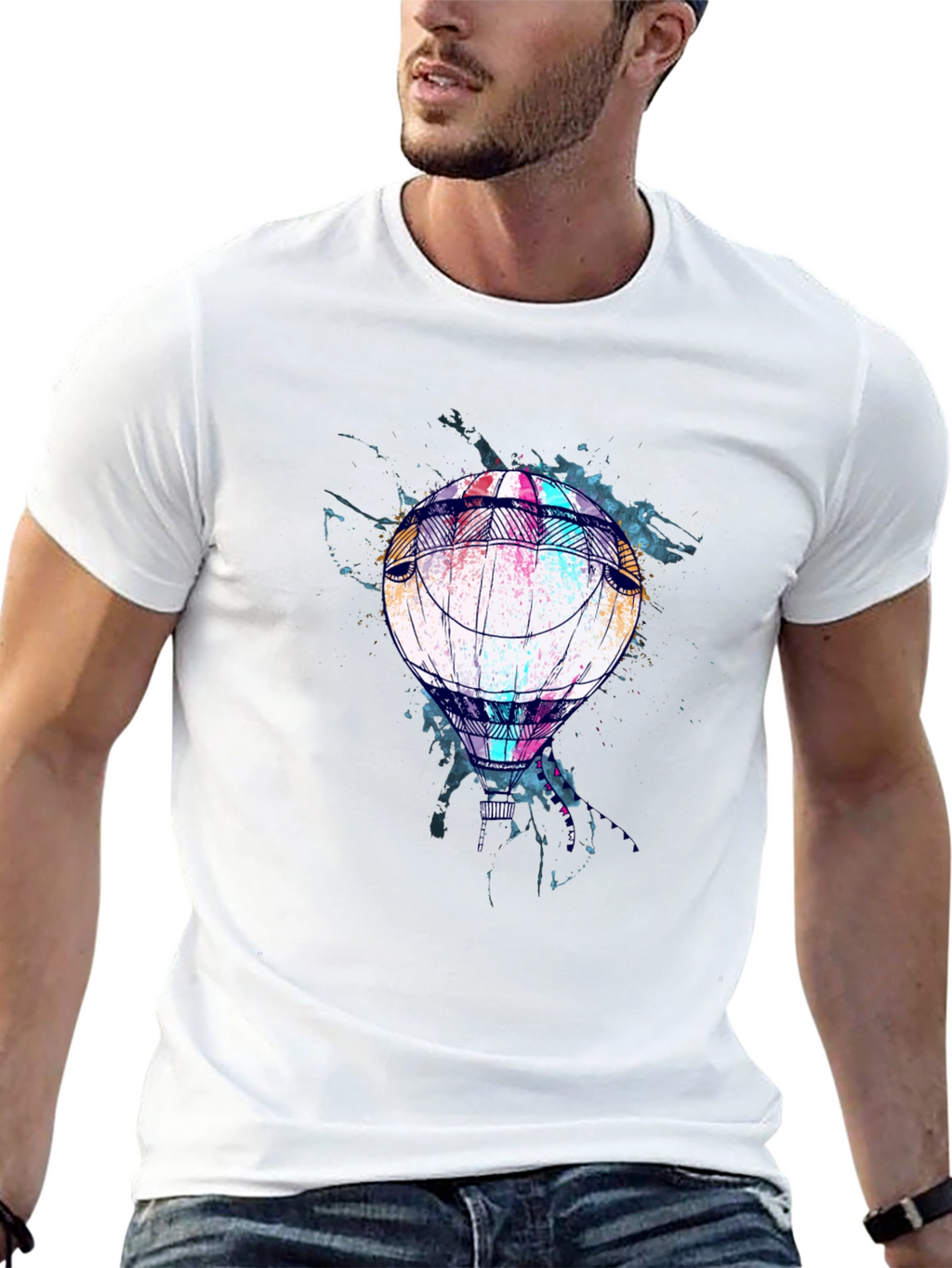 Balloon Graphic Print Mens Black T-Shirt