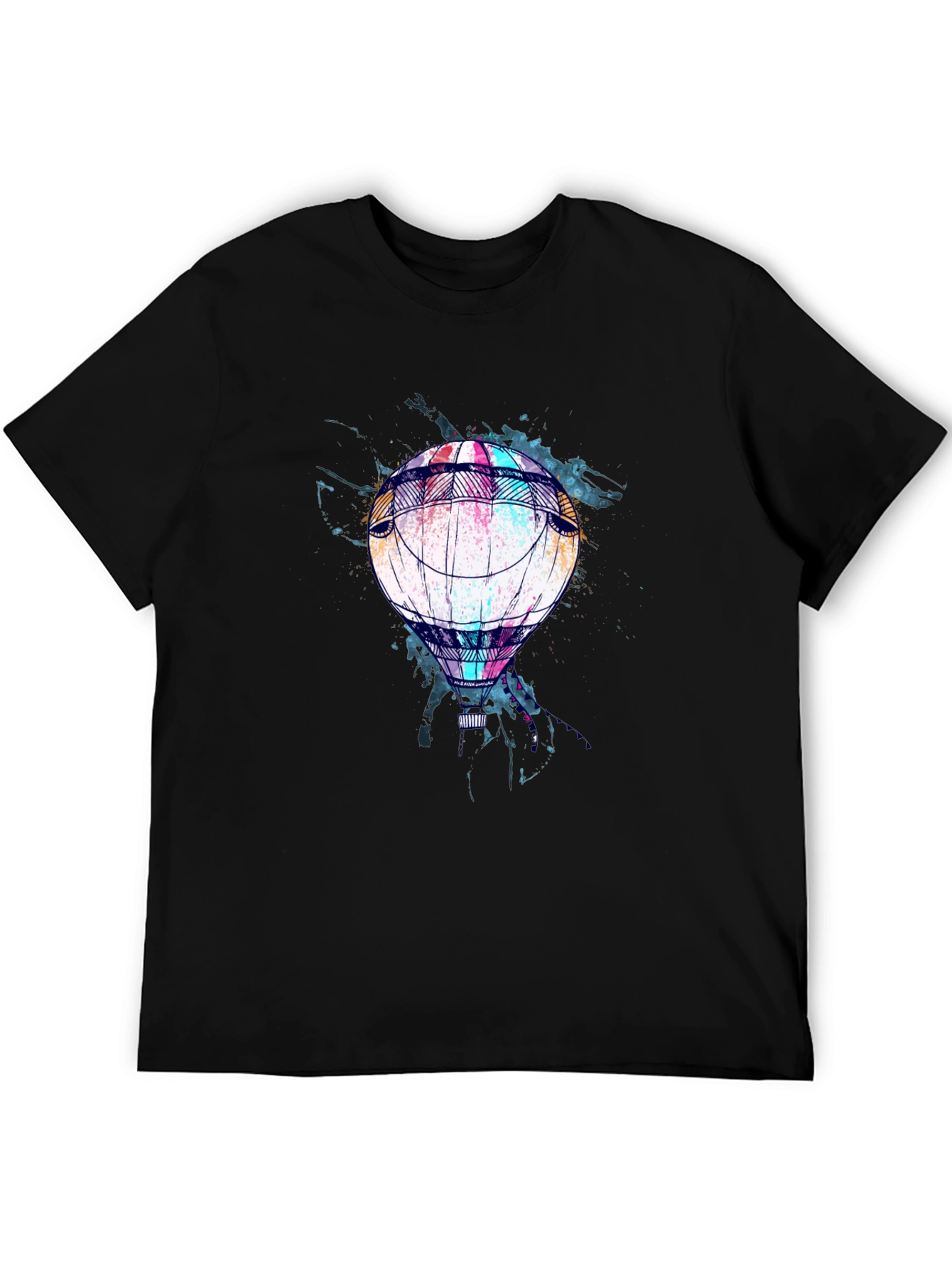 Balloon Graphic Print Mens Black T-Shirt