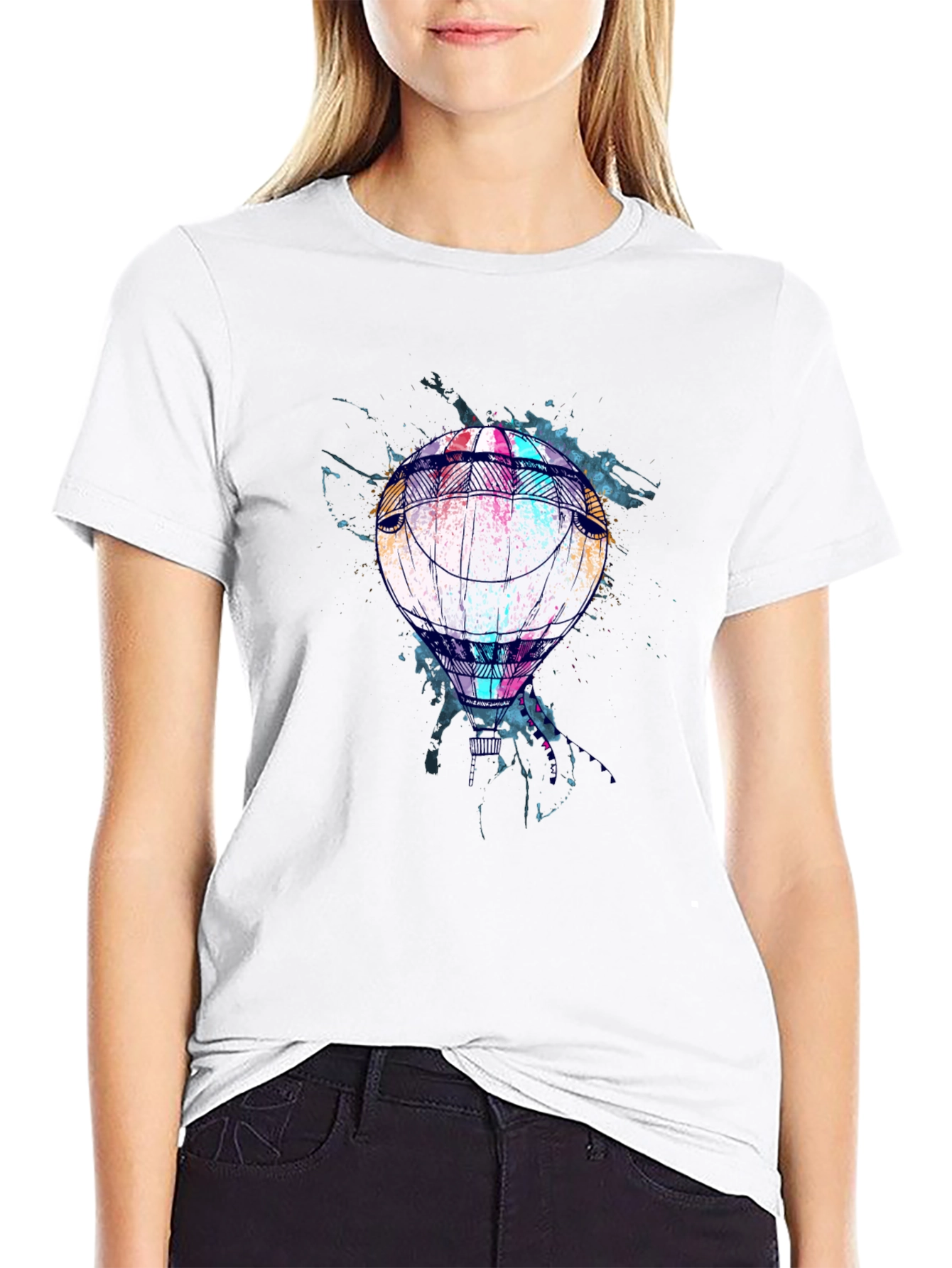 Balloon Graphic Print Mens Black T-Shirt