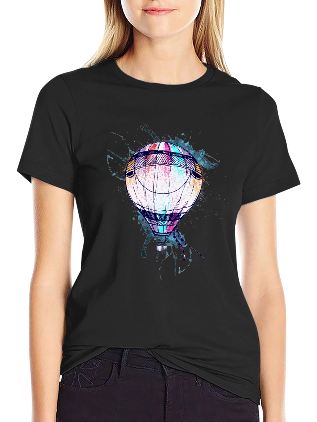 Balloon Graphic Print Mens Black T-Shirt
