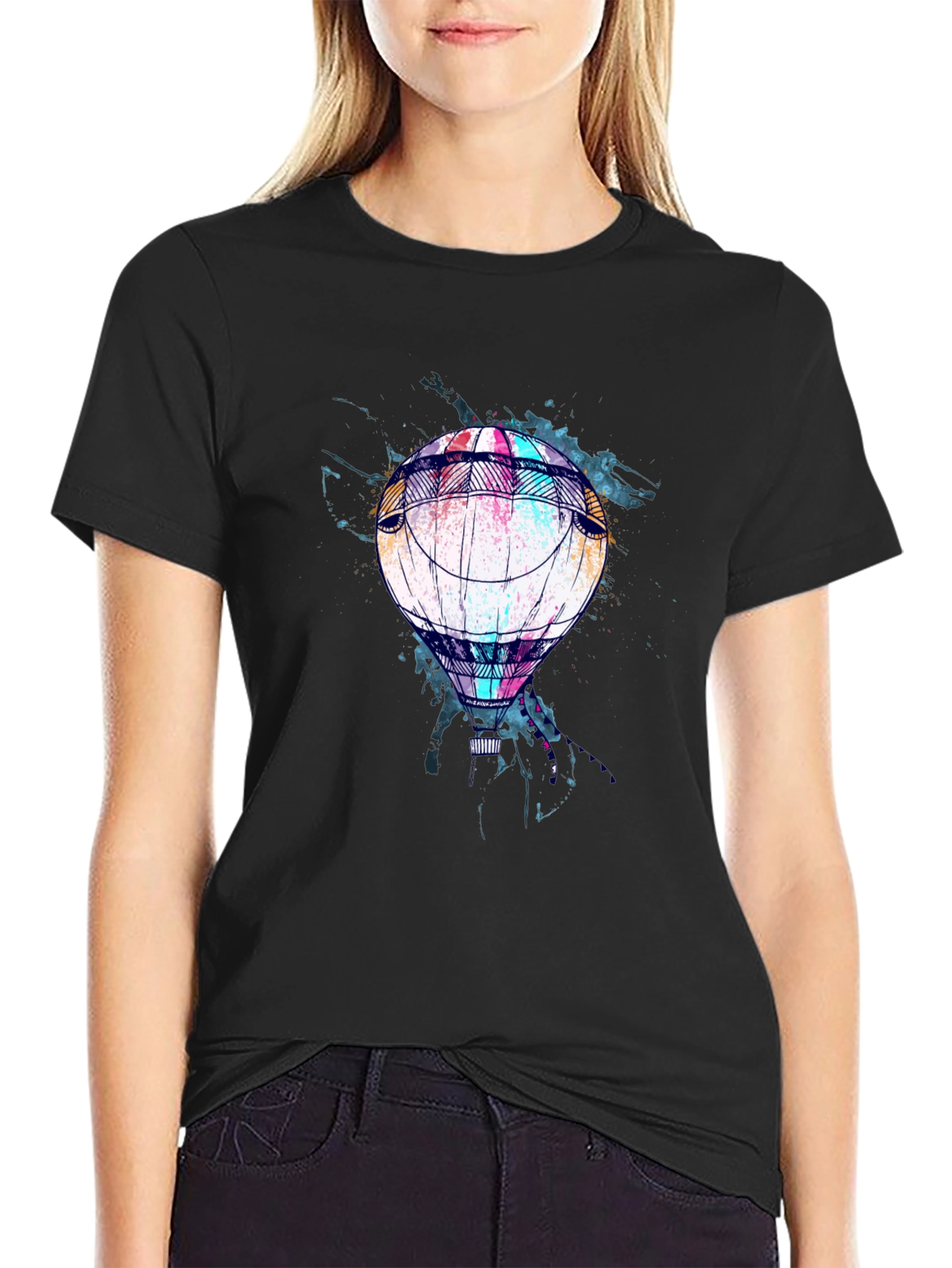 Balloon Graphic Print Mens Black T-Shirt