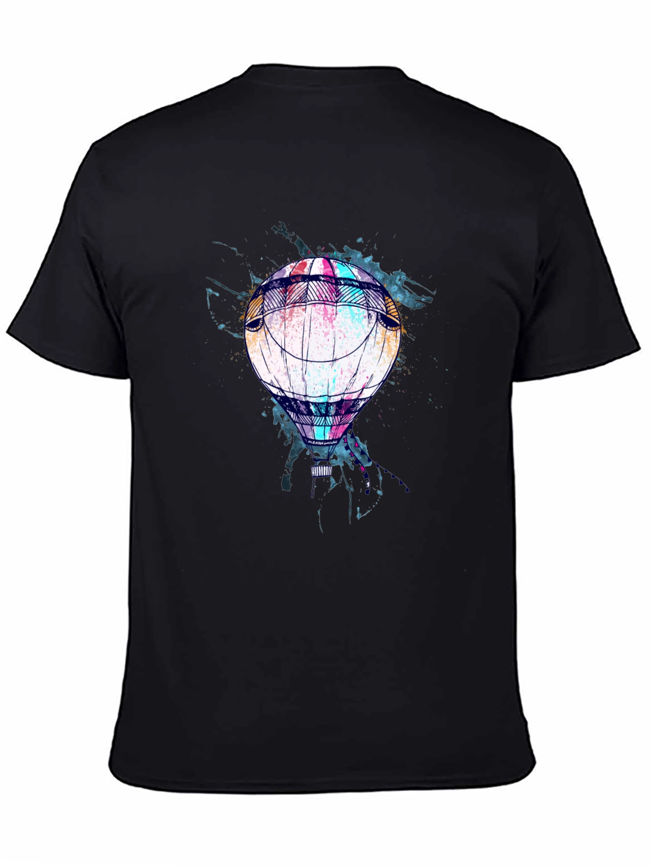 Balloon Graphic Print Mens Black T-Shirt