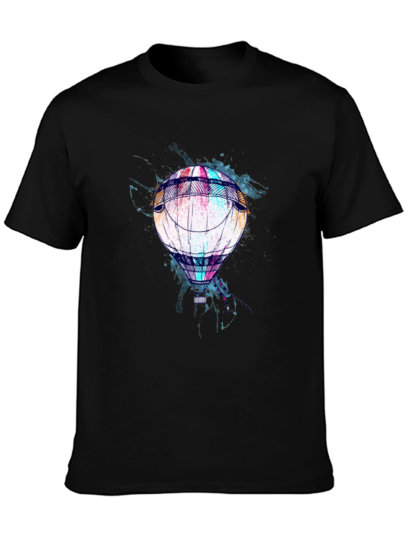 Balloon Graphic Print Mens Black T-Shirt