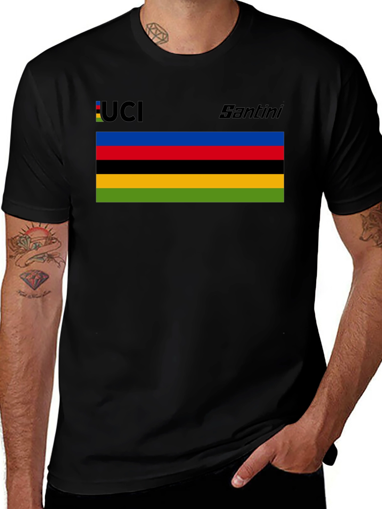 UCI Santini Black T-Shirt - Cycling Fan Apparel