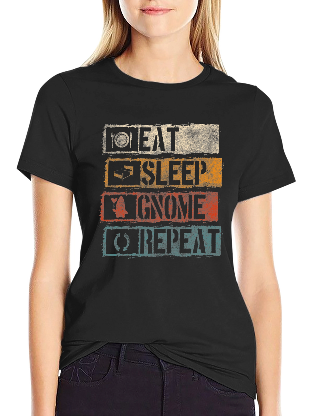 Eat Sleep Gnome Repeat Graphic Tee