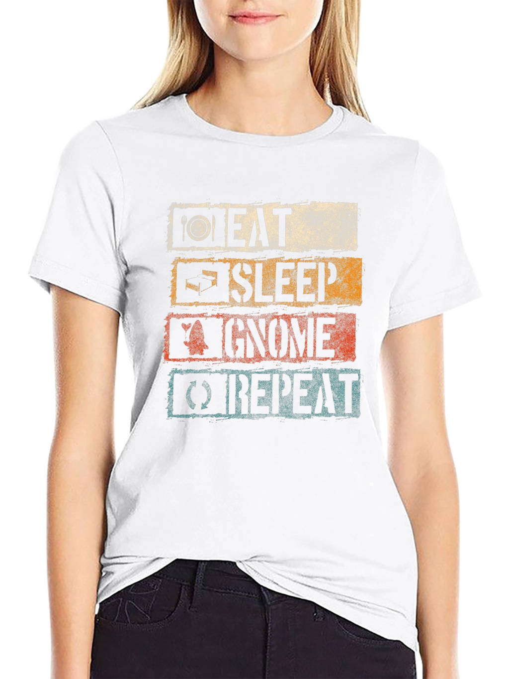 Eat Sleep Gnome Repeat Graphic Tee