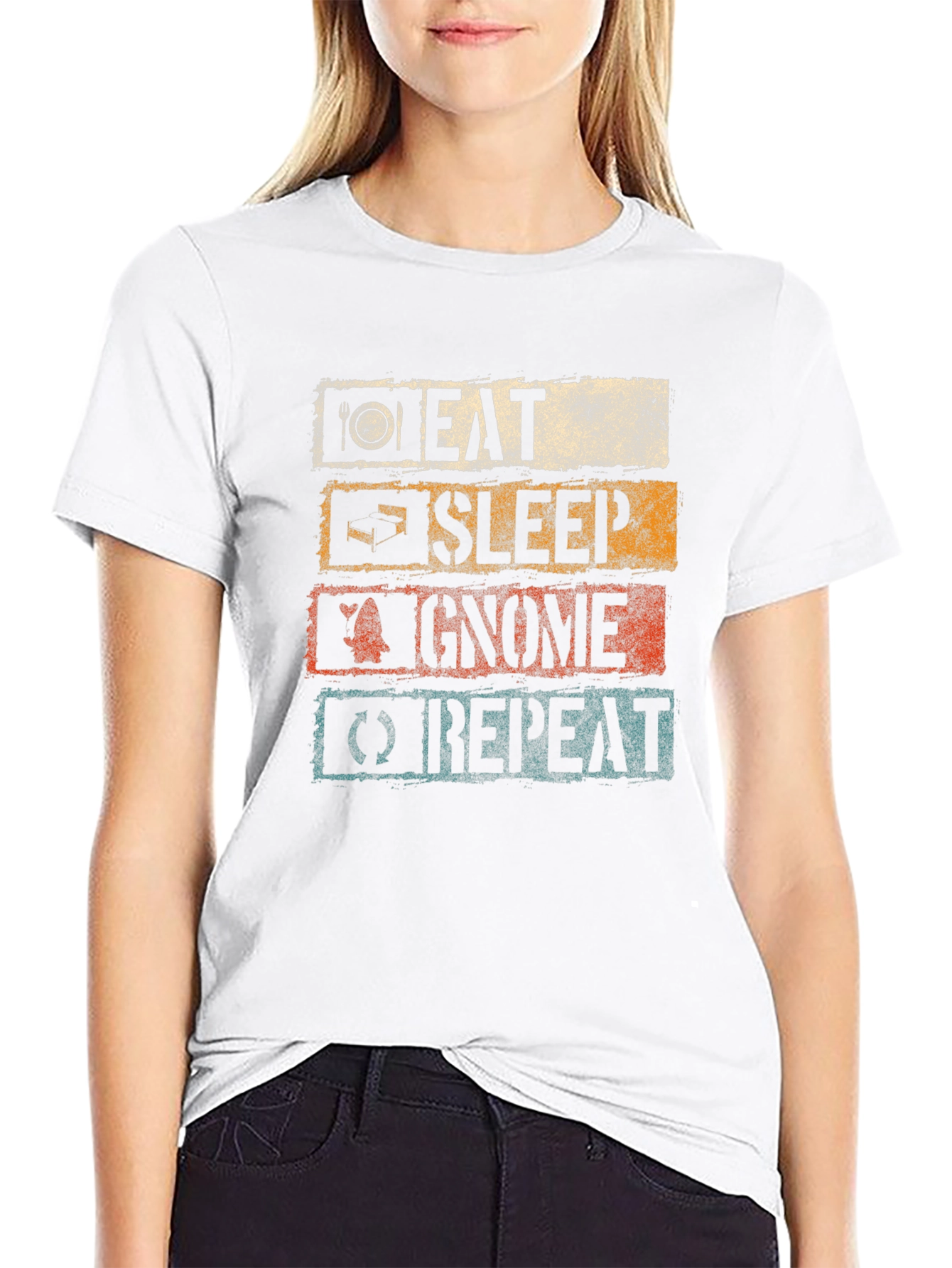 Eat Sleep Gnome Repeat Graphic Tee