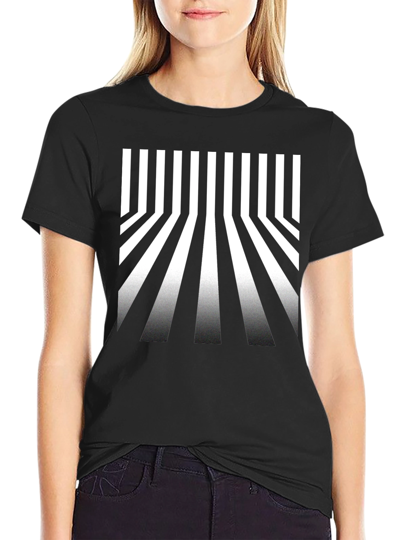 Optical Illusion Stripe Tee - Modern Graphic T-Shirt