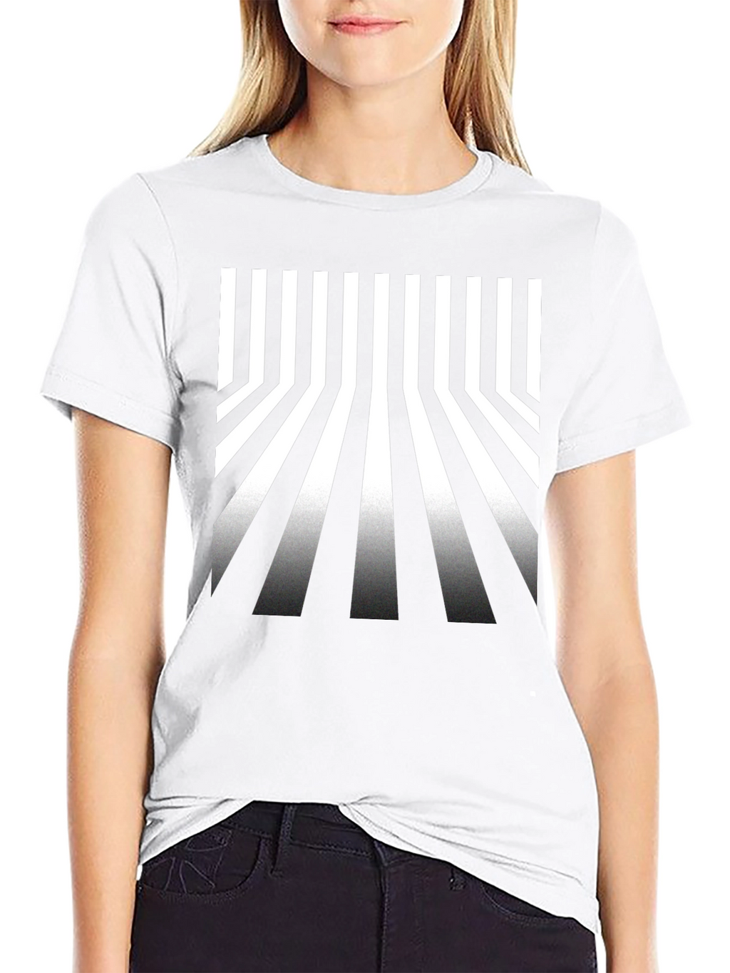 Optical Illusion Stripe Tee - Modern Graphic T-Shirt