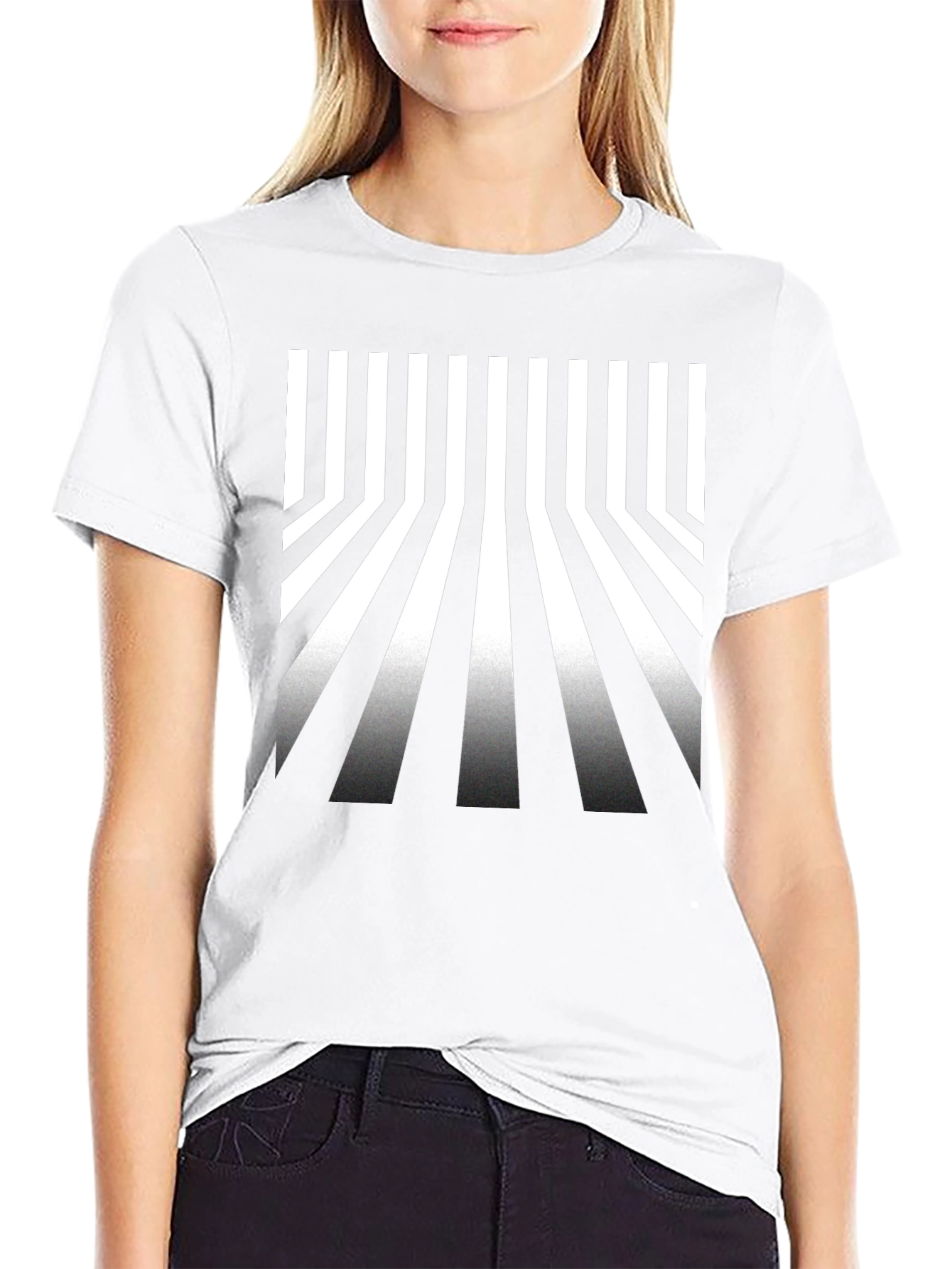 Optical Illusion Stripe Tee - Modern Graphic T-Shirt