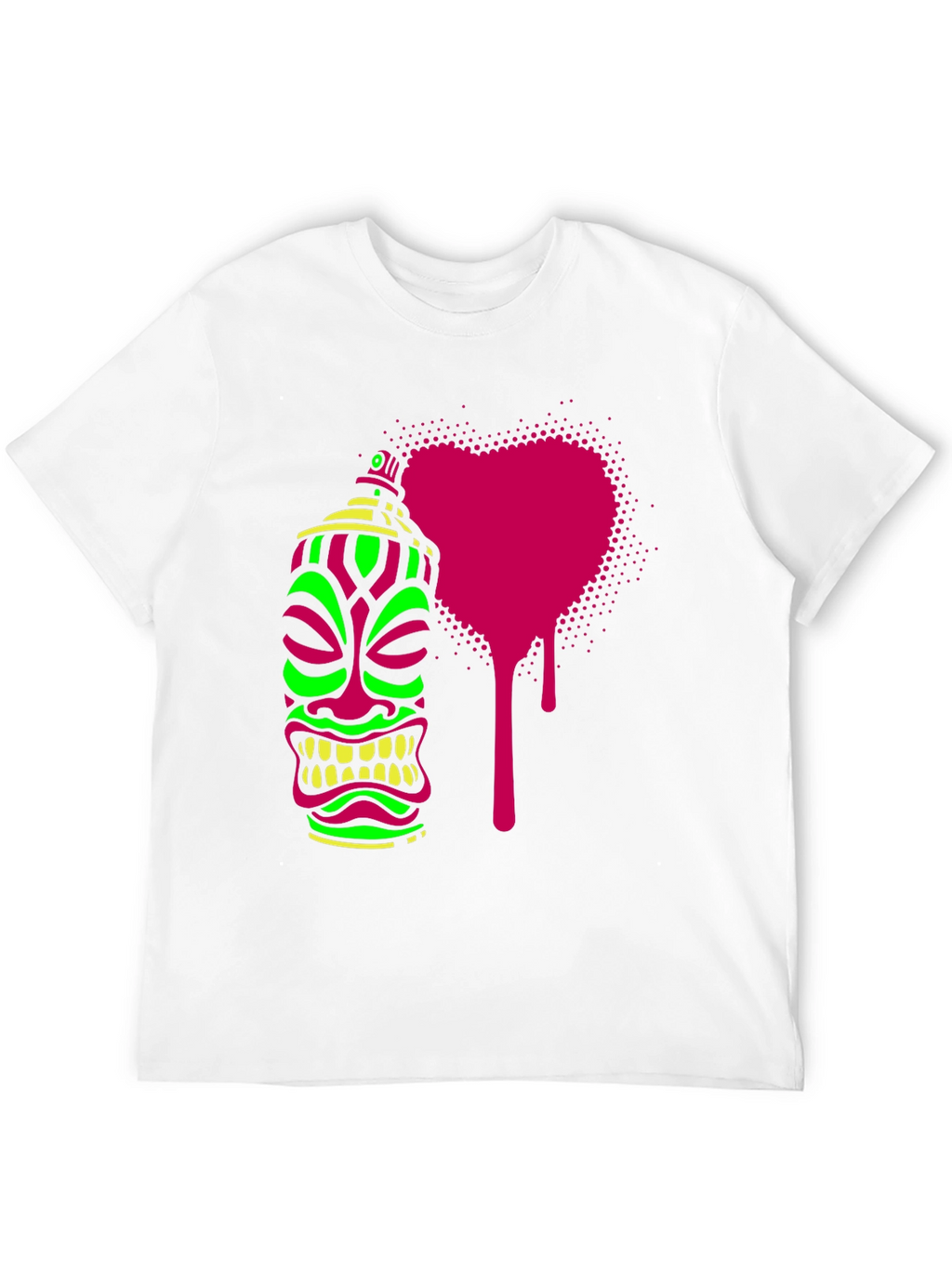 Neon Tiki Spray Paint Heart Mens Black T-Shirt