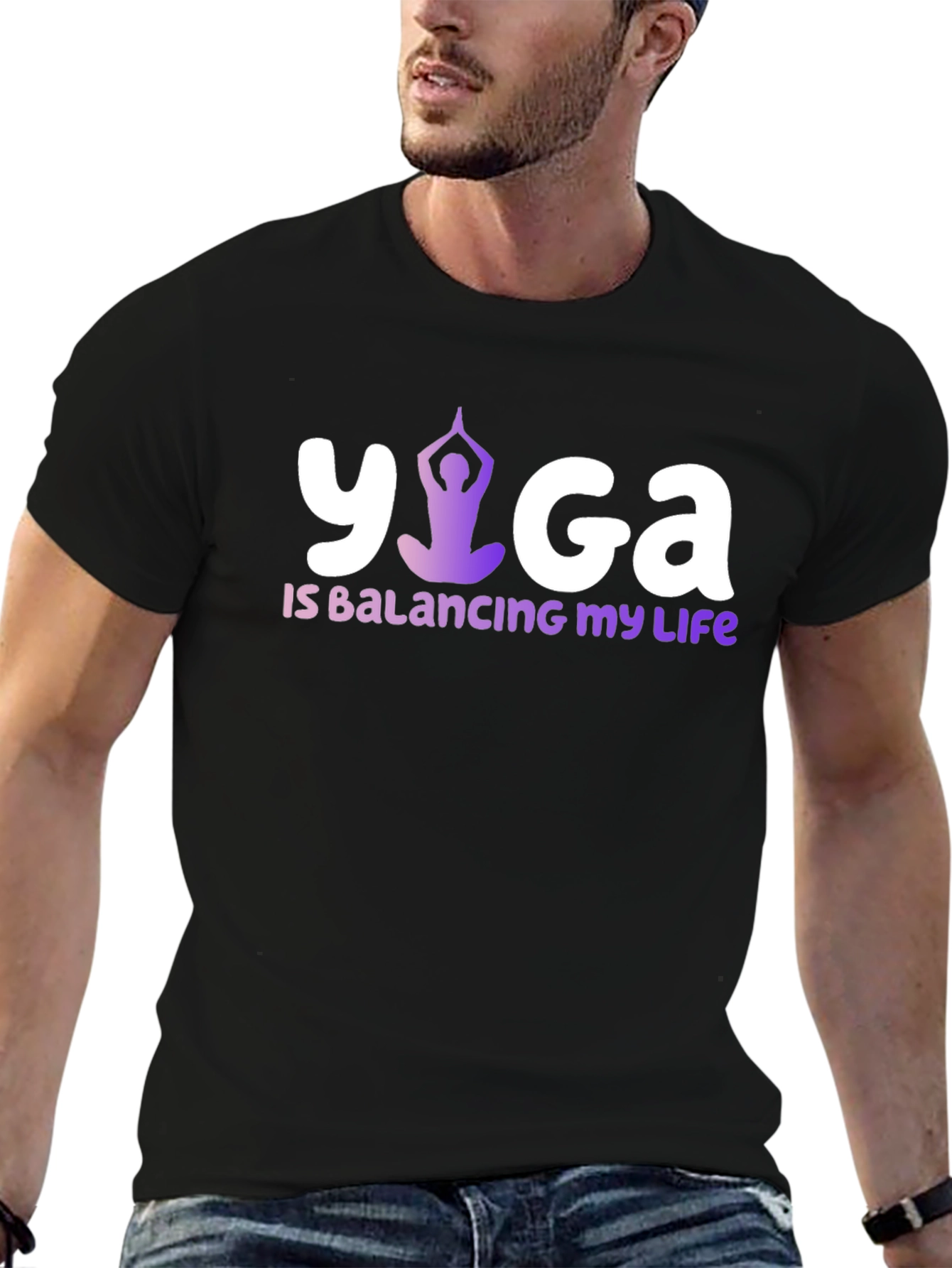 Yoga Balancing Life Black T-Shirt
