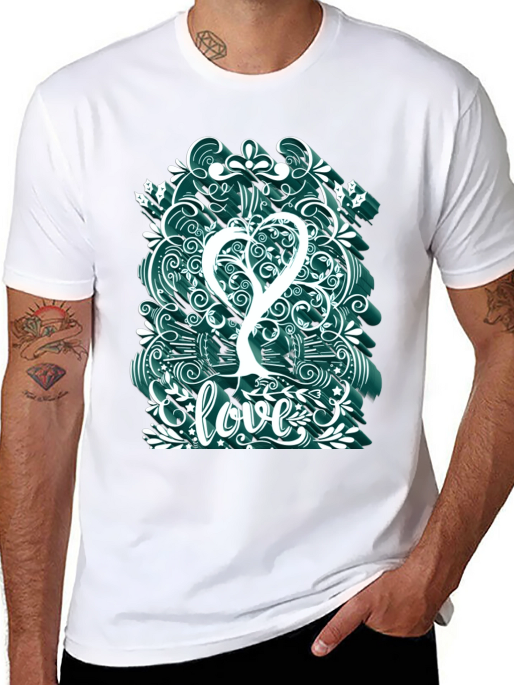 Love Tree Graphic Tee - Artistic Mens T-Shirt