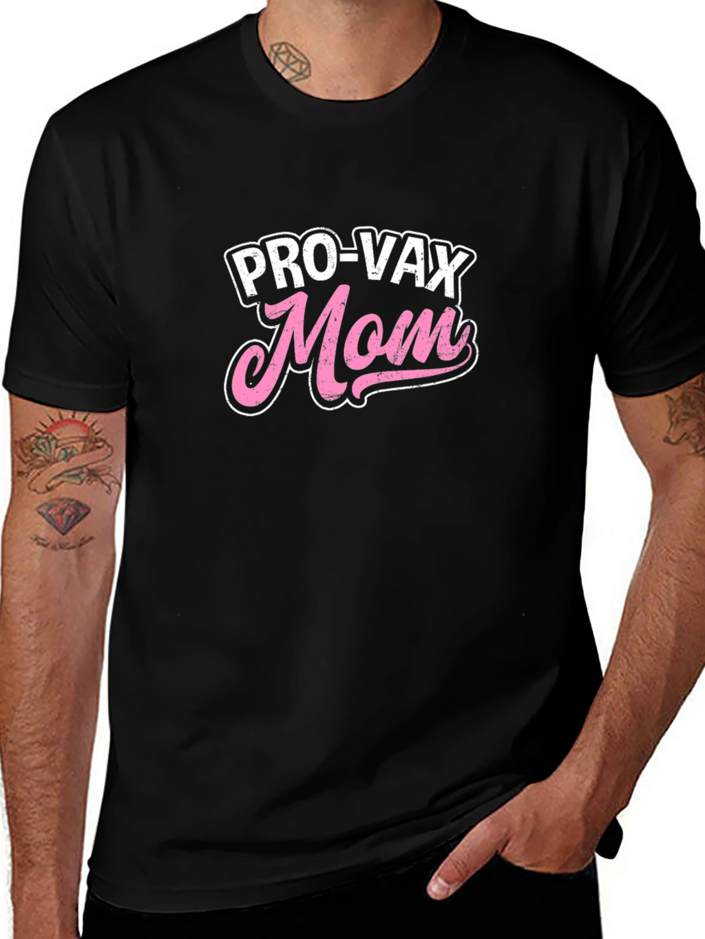 Pro-Vax Mom Graphic Tee - Black Casual T-Shirt