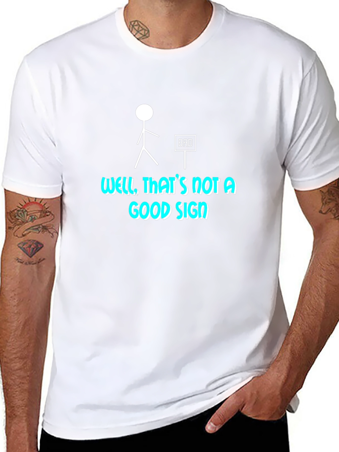 Funny Bad Sign Graphic Tee - Mens Black T-Shirt