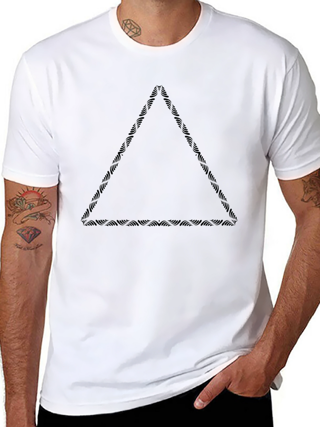 Mens Black Tribal Triangle Graphic Tee