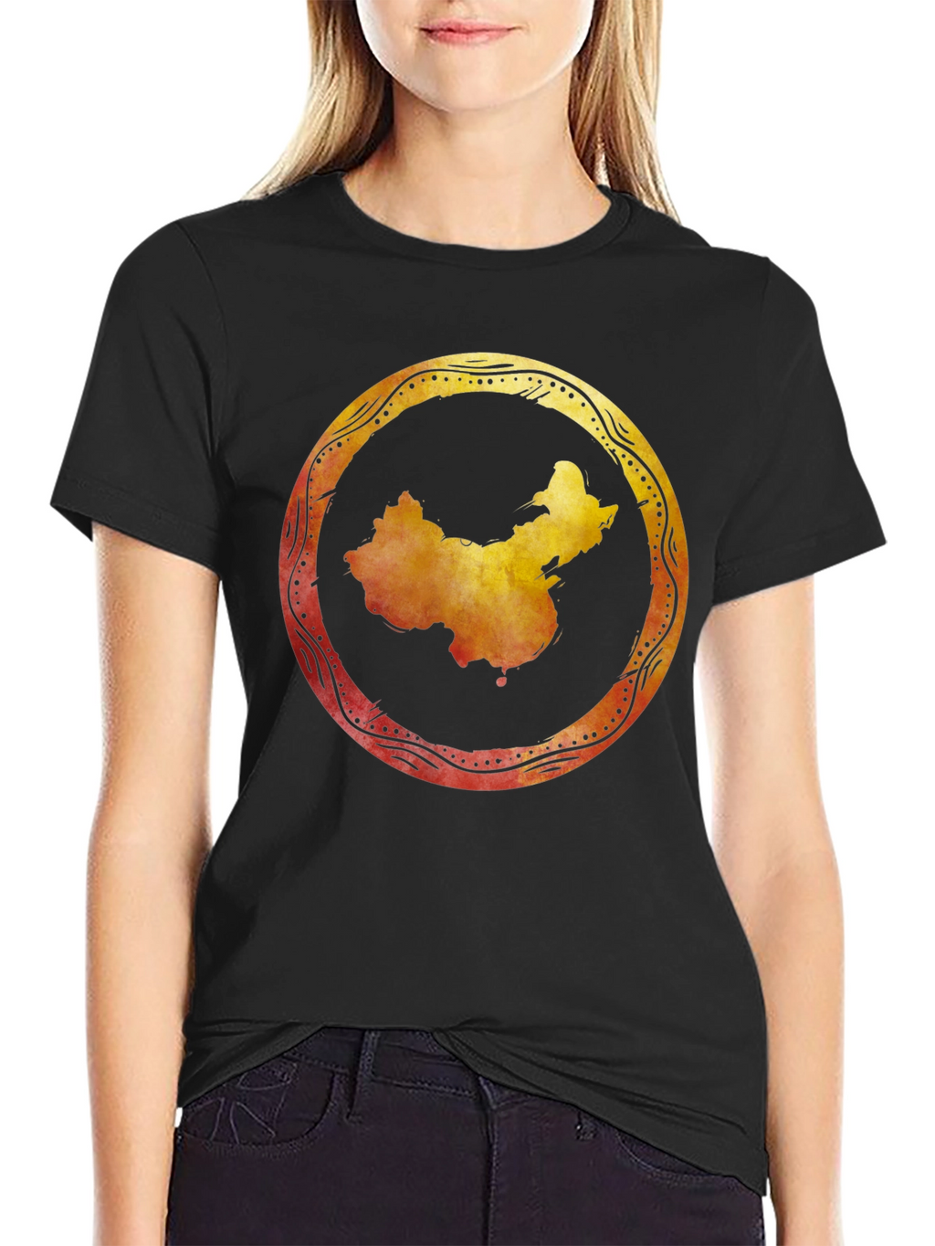 China Map Graphic Tee - Stylish Black Shirt