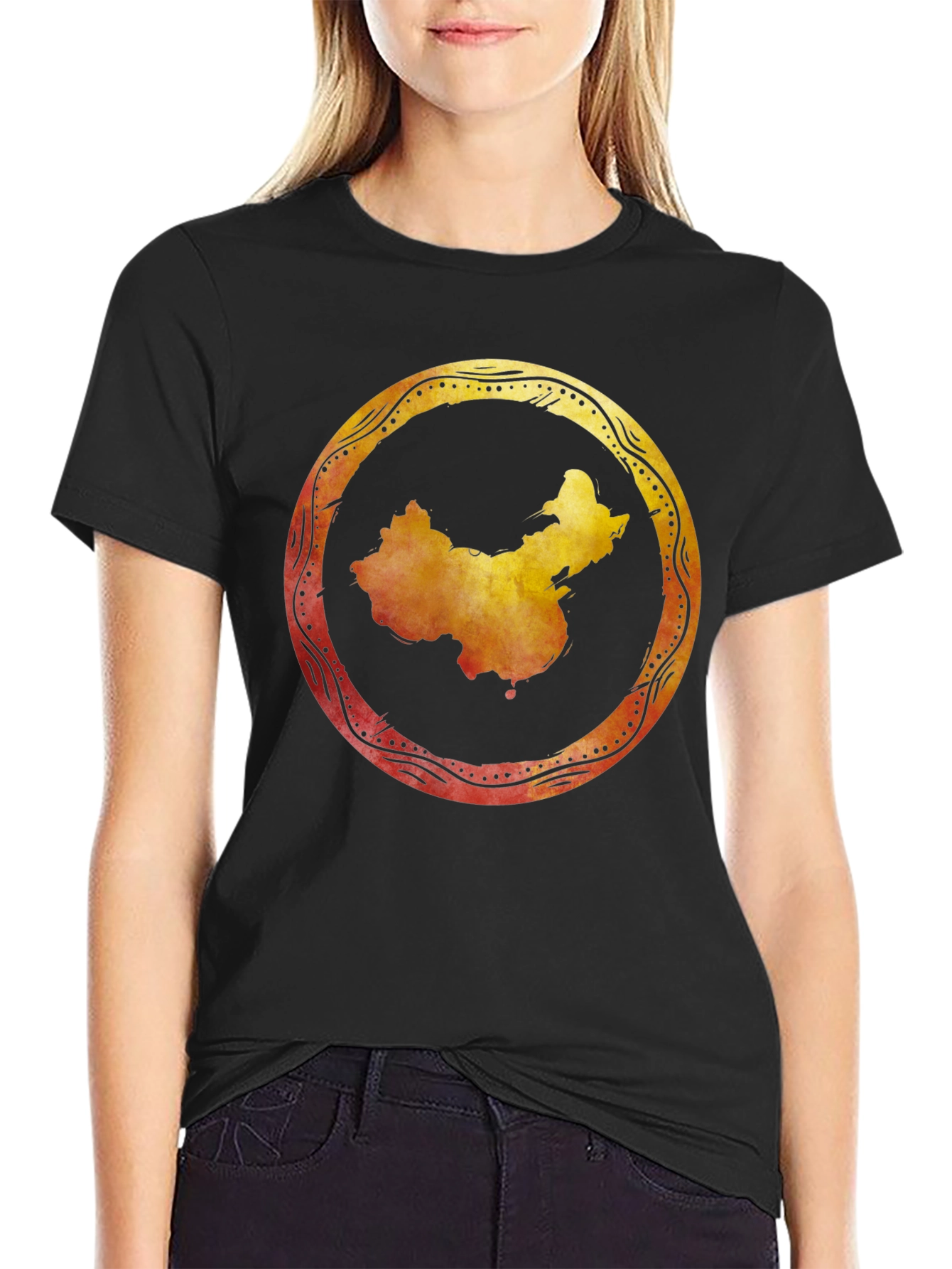 China Map Graphic Tee - Stylish Black Shirt
