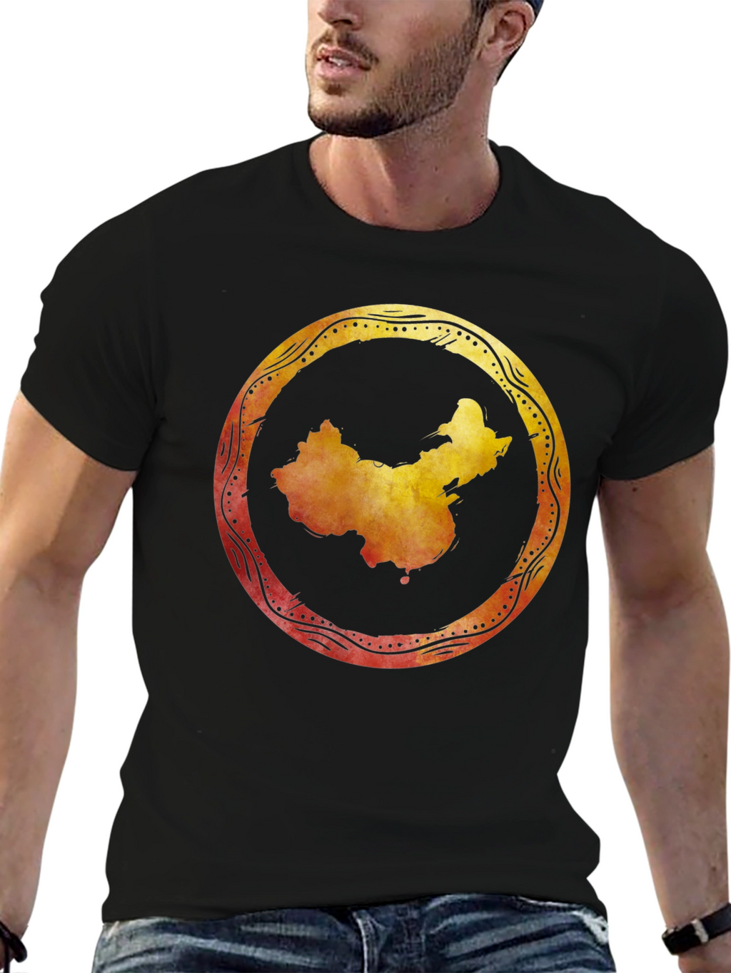 China Map Graphic Tee - Stylish Black Shirt