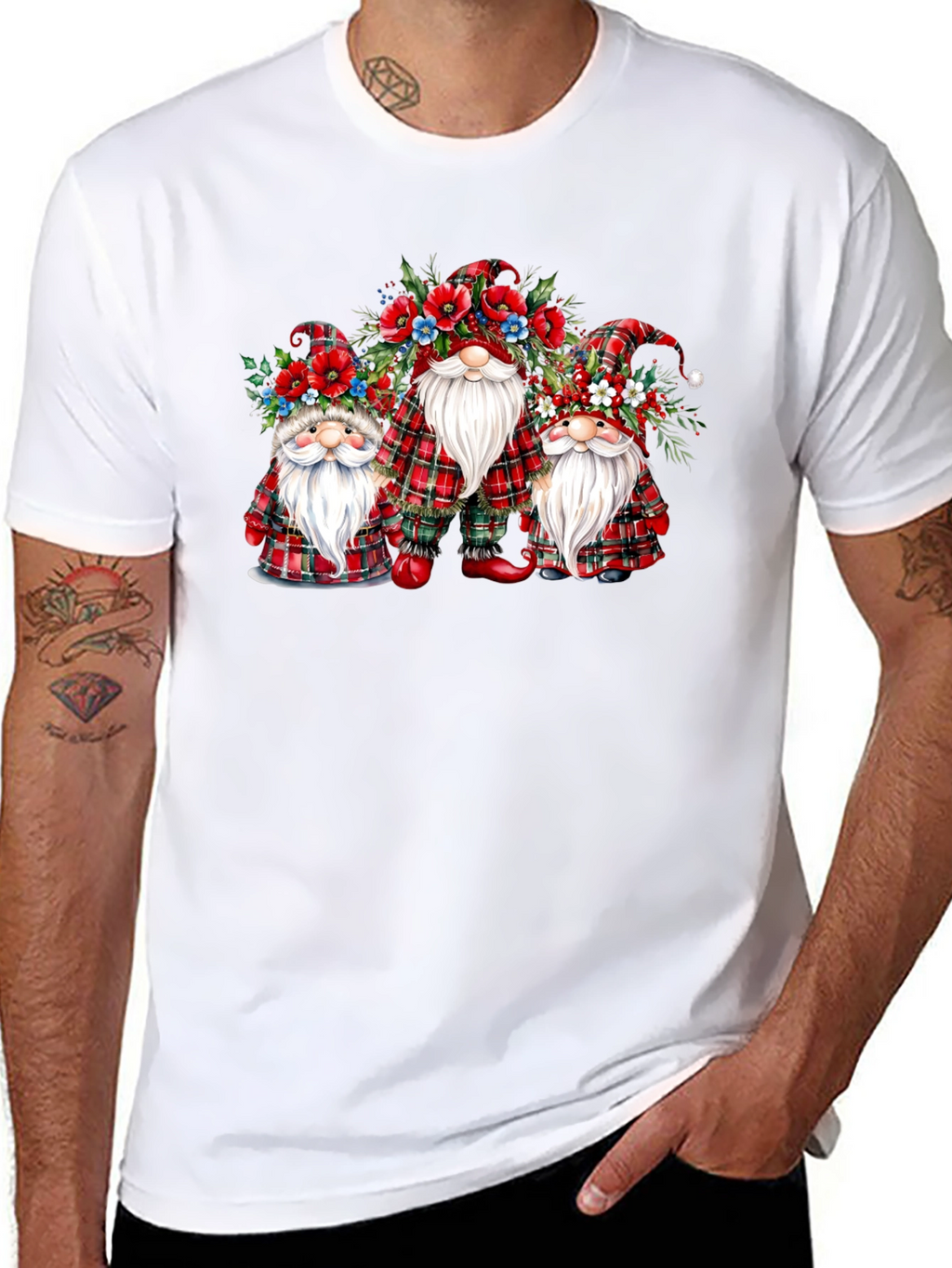 Festive Gnome Trio Graphic Tee - Holiday Style!