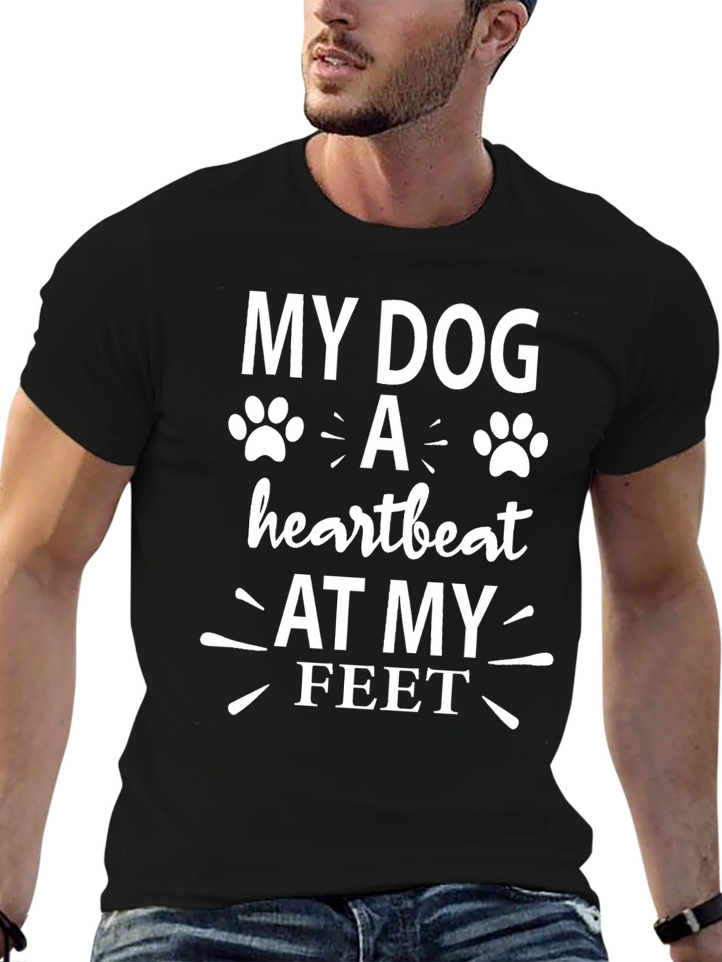 My Dog A Heartbeat at My Feet Black Tee