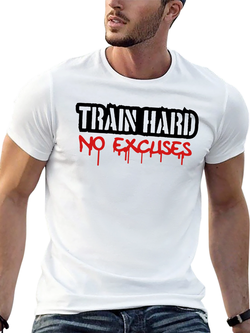 Train Hard No Excuses Black T-Shirt