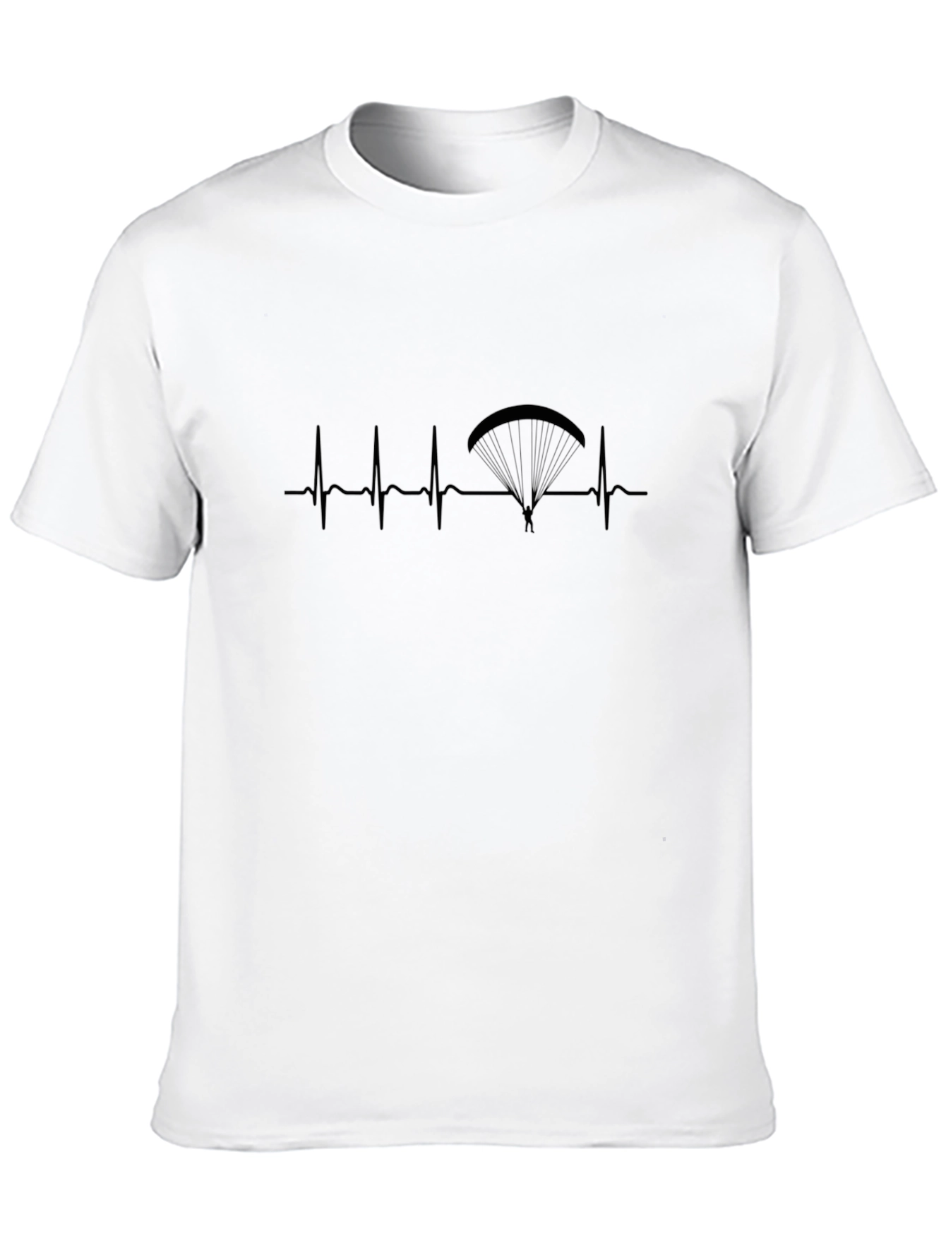 Paragliding Heartbeat T-Shirt - Black Graphic Tee