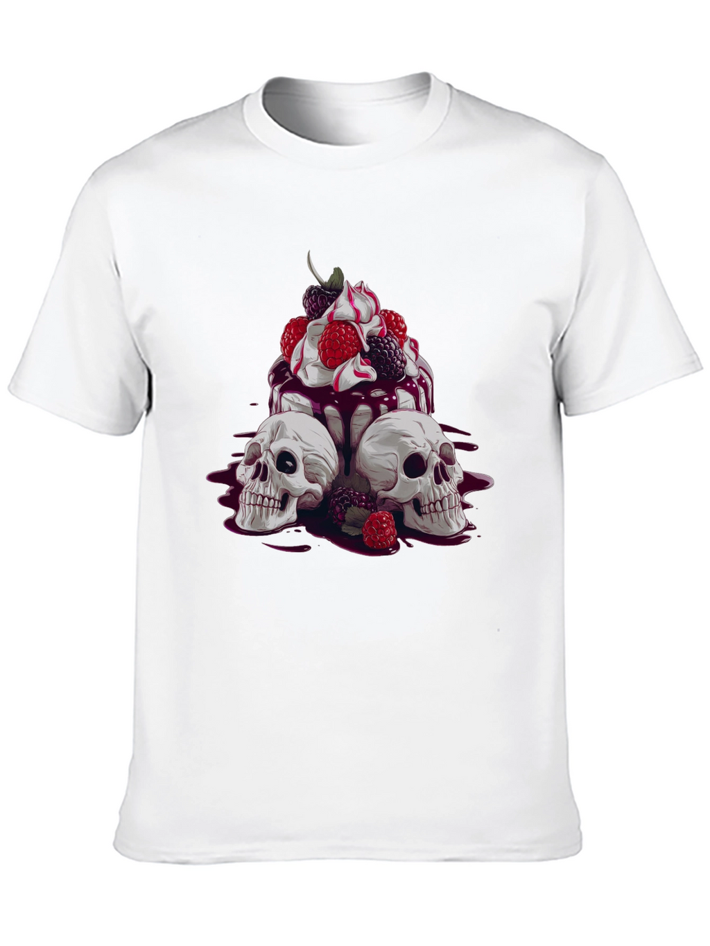 Skull & Berries Graphic Tee - Edgy Casual Wear