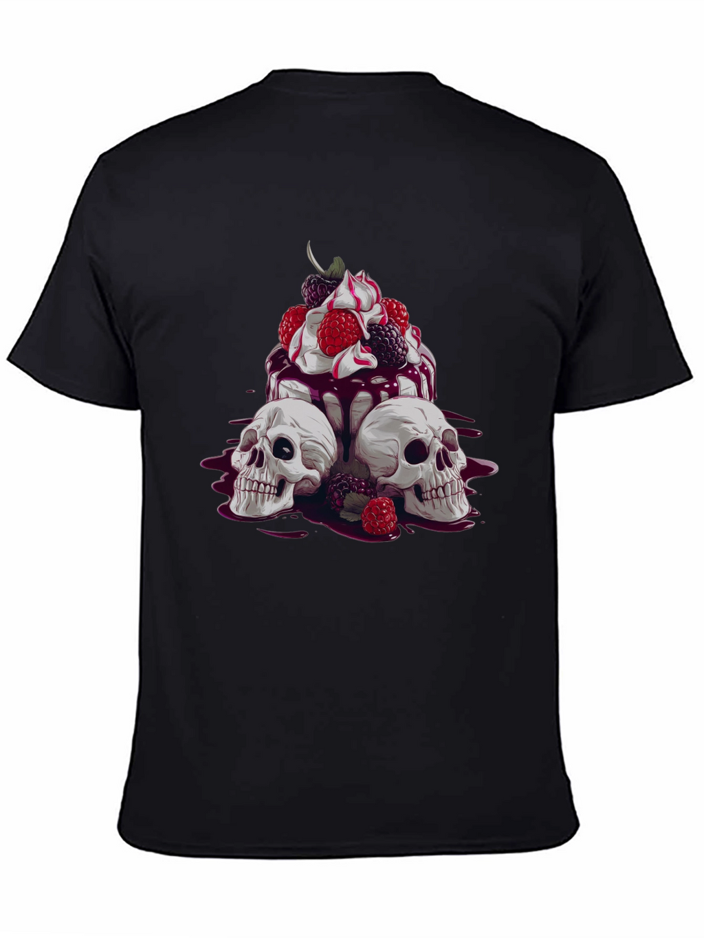 Skull & Berries Graphic Tee - Edgy Casual Wear
