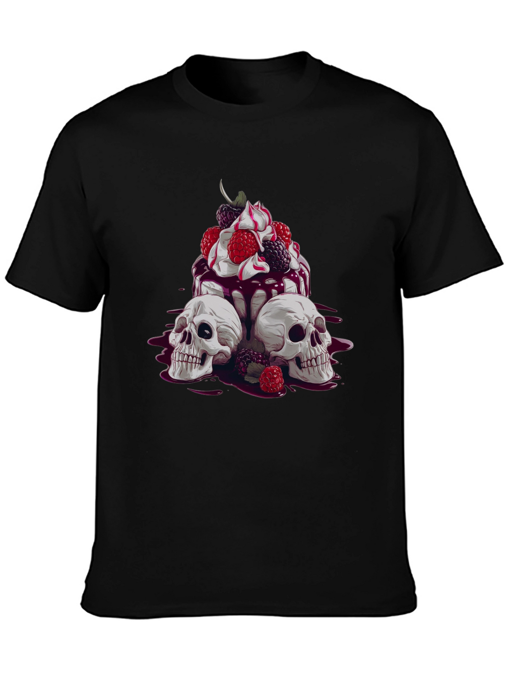 Skull & Berries Graphic Tee - Edgy Casual Wear