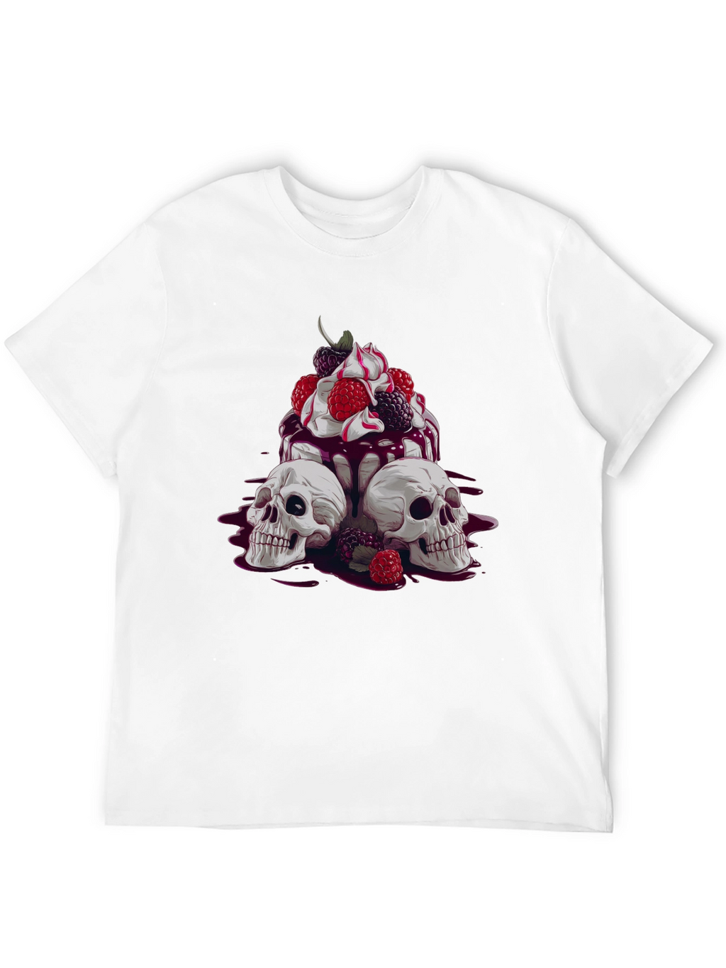 Skull & Berries Graphic Tee - Edgy Casual Wear