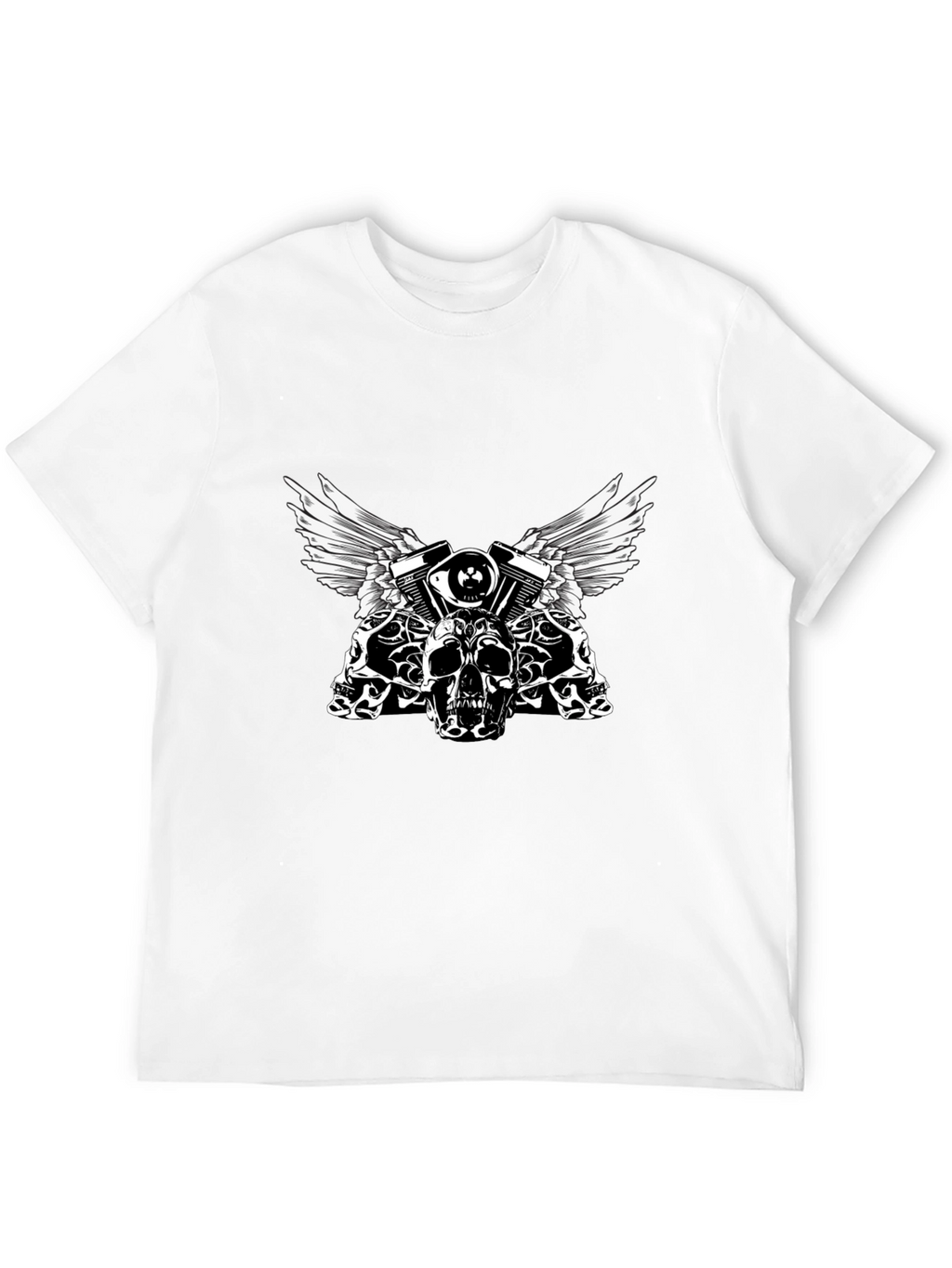 Skull & Engine Graphic Tee - Black