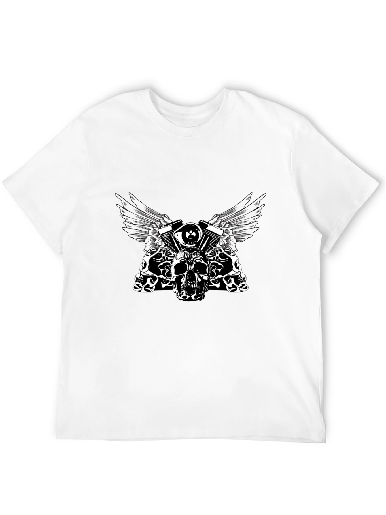 Skull & Engine Graphic Tee - Black