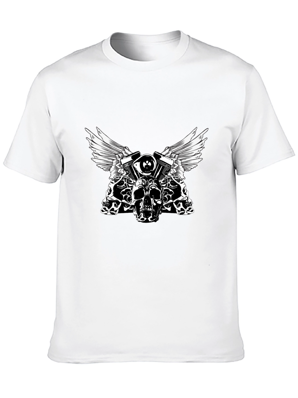 Skull & Engine Graphic Tee - Black