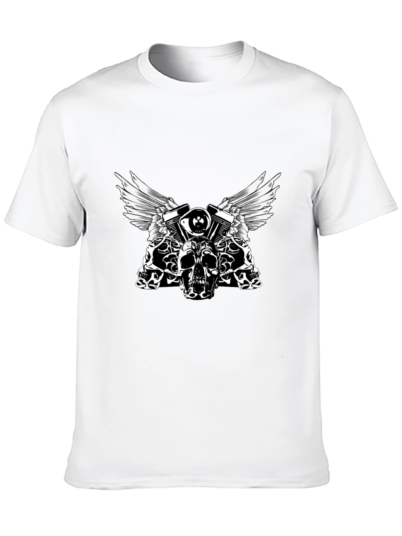 Skull & Engine Graphic Tee - Black