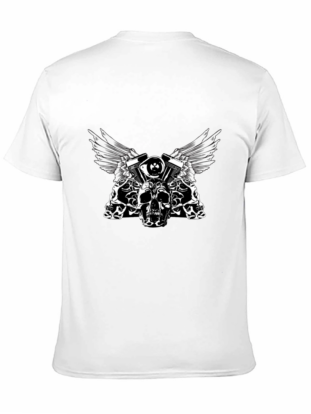 Skull & Engine Graphic Tee - Black