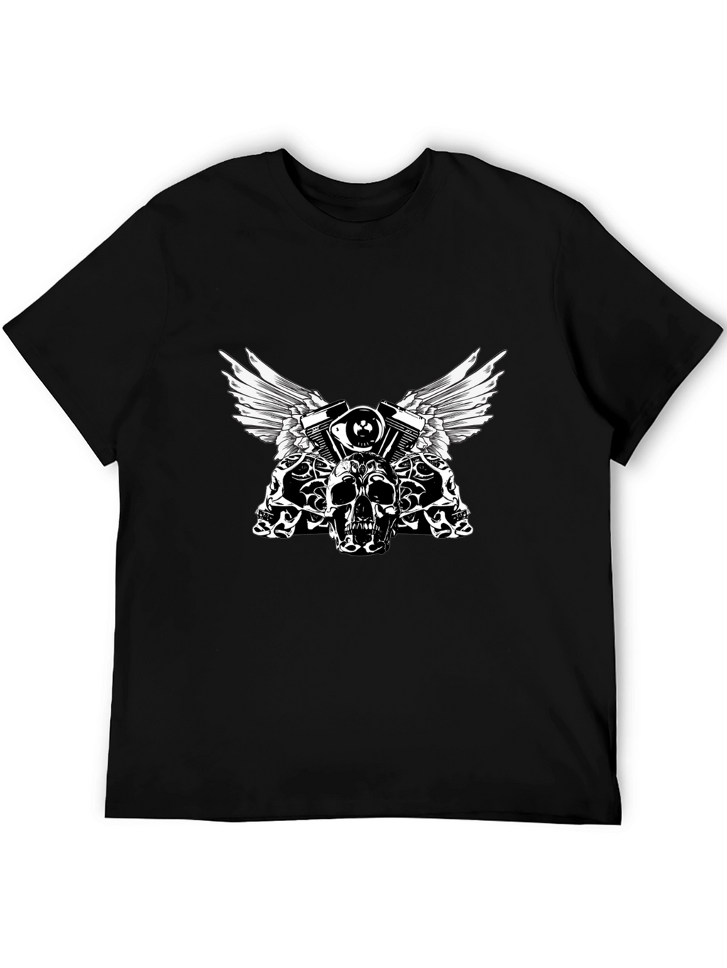 Skull & Engine Graphic Tee - Black