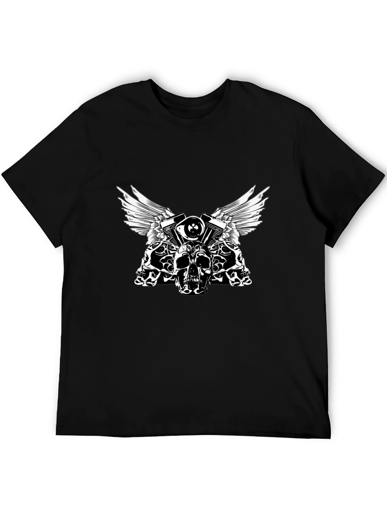 Skull & Engine Graphic Tee - Black