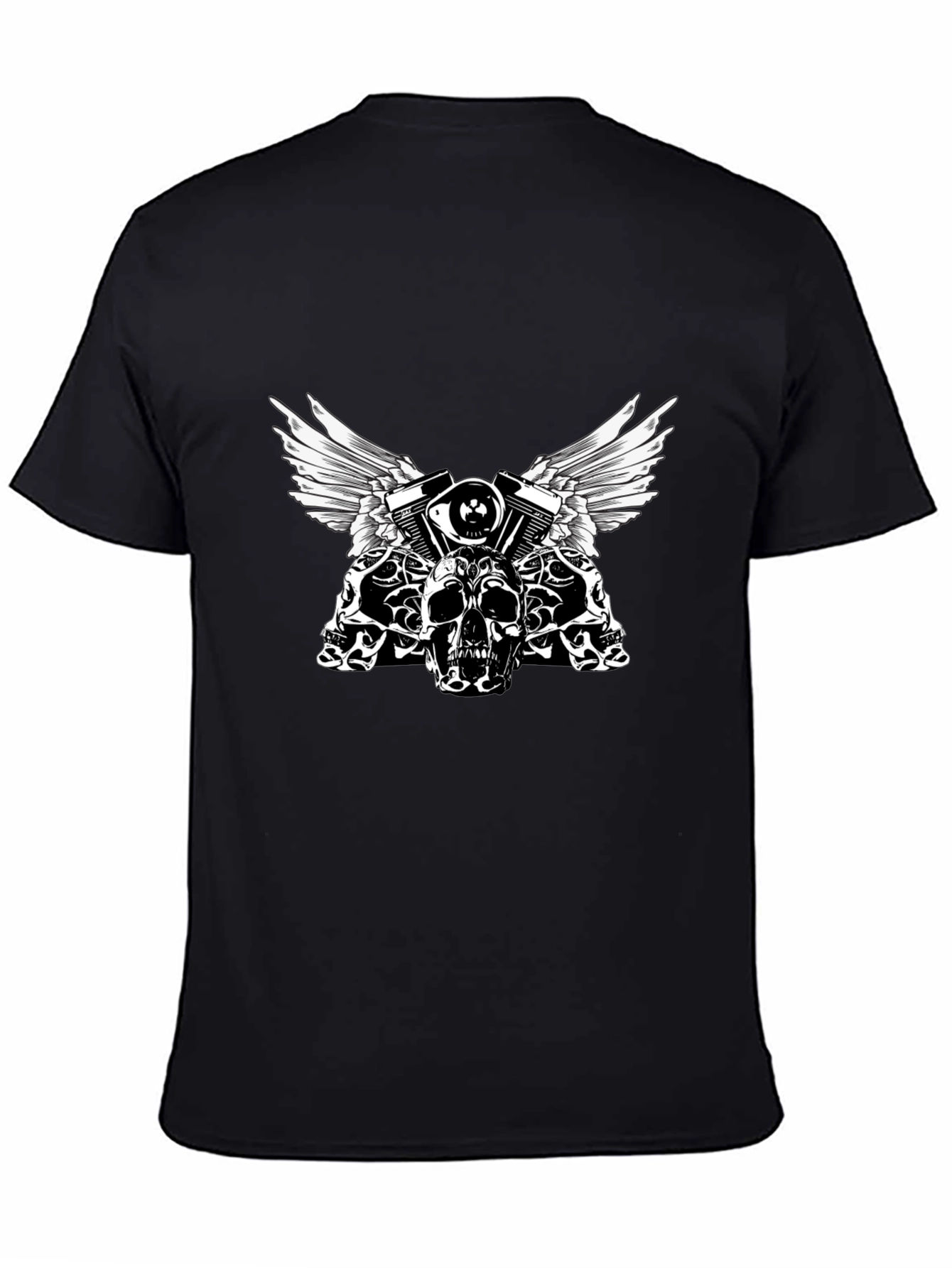 Skull & Engine Graphic Tee - Black