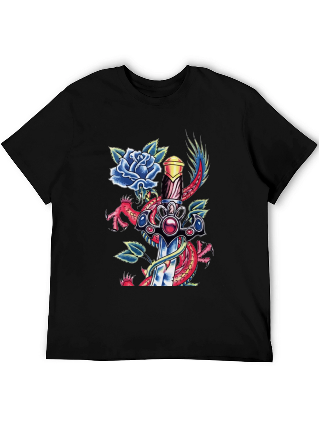 Dragon Sword Tattoo Graphic Mens Tee