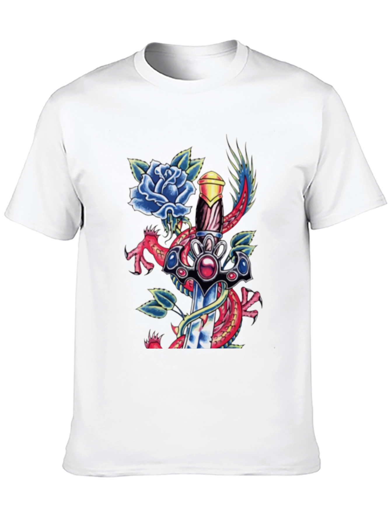 Dragon Sword Tattoo Graphic Mens Tee