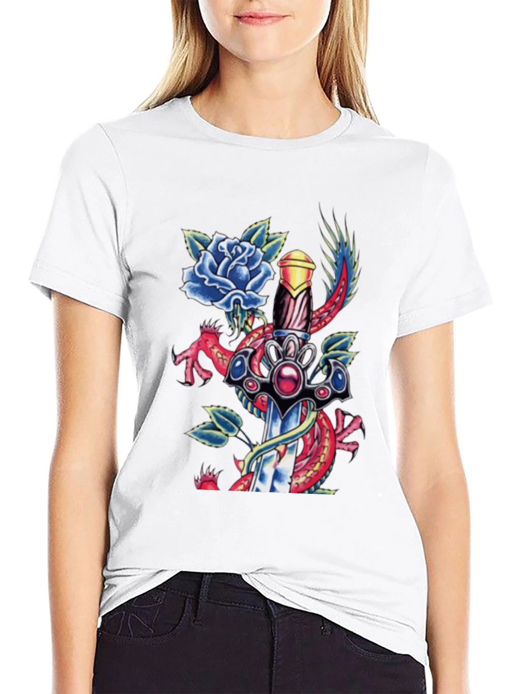 Dragon Sword Tattoo Graphic Mens Tee