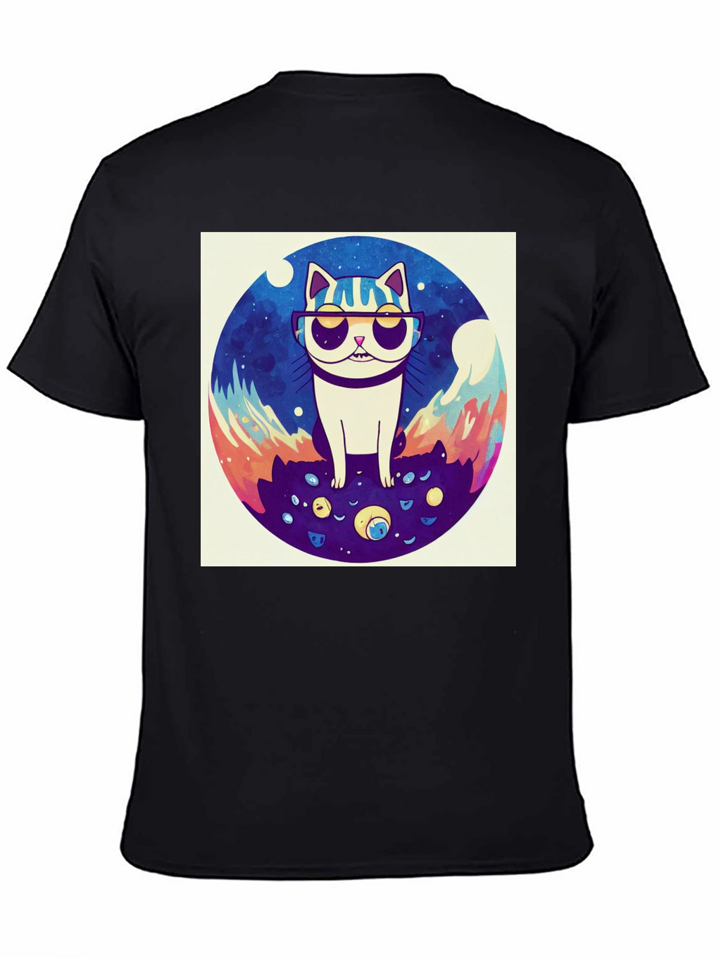 Cool Cat Graphic Tee - Black Cotton Shirt