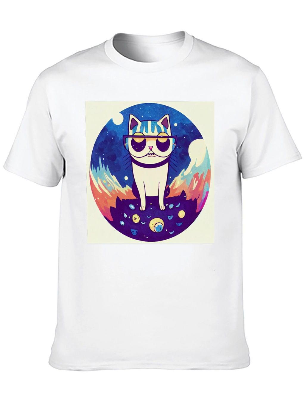 Cool Cat Graphic Tee - Black Cotton Shirt