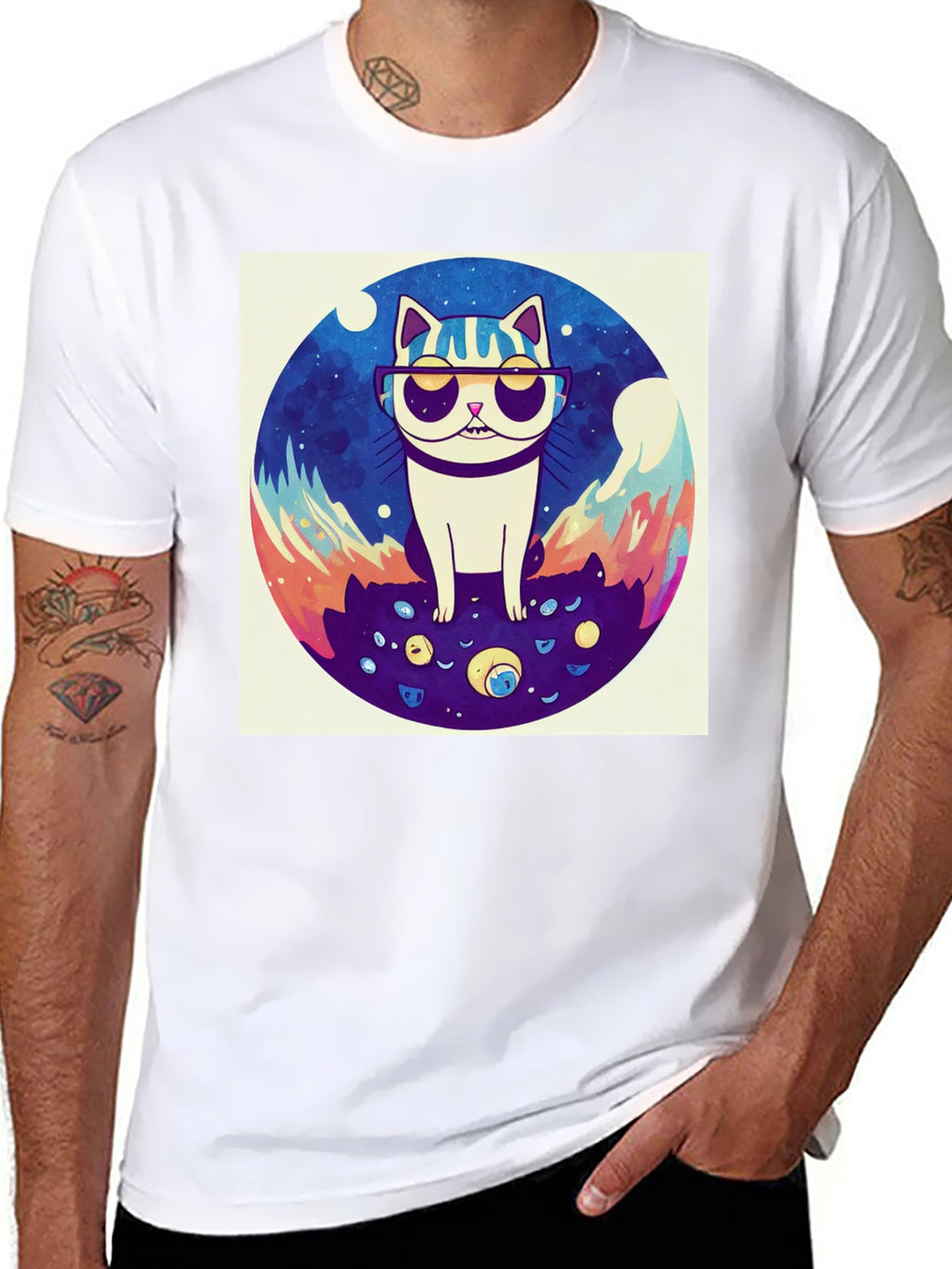 Cool Cat Graphic Tee - Black Cotton Shirt