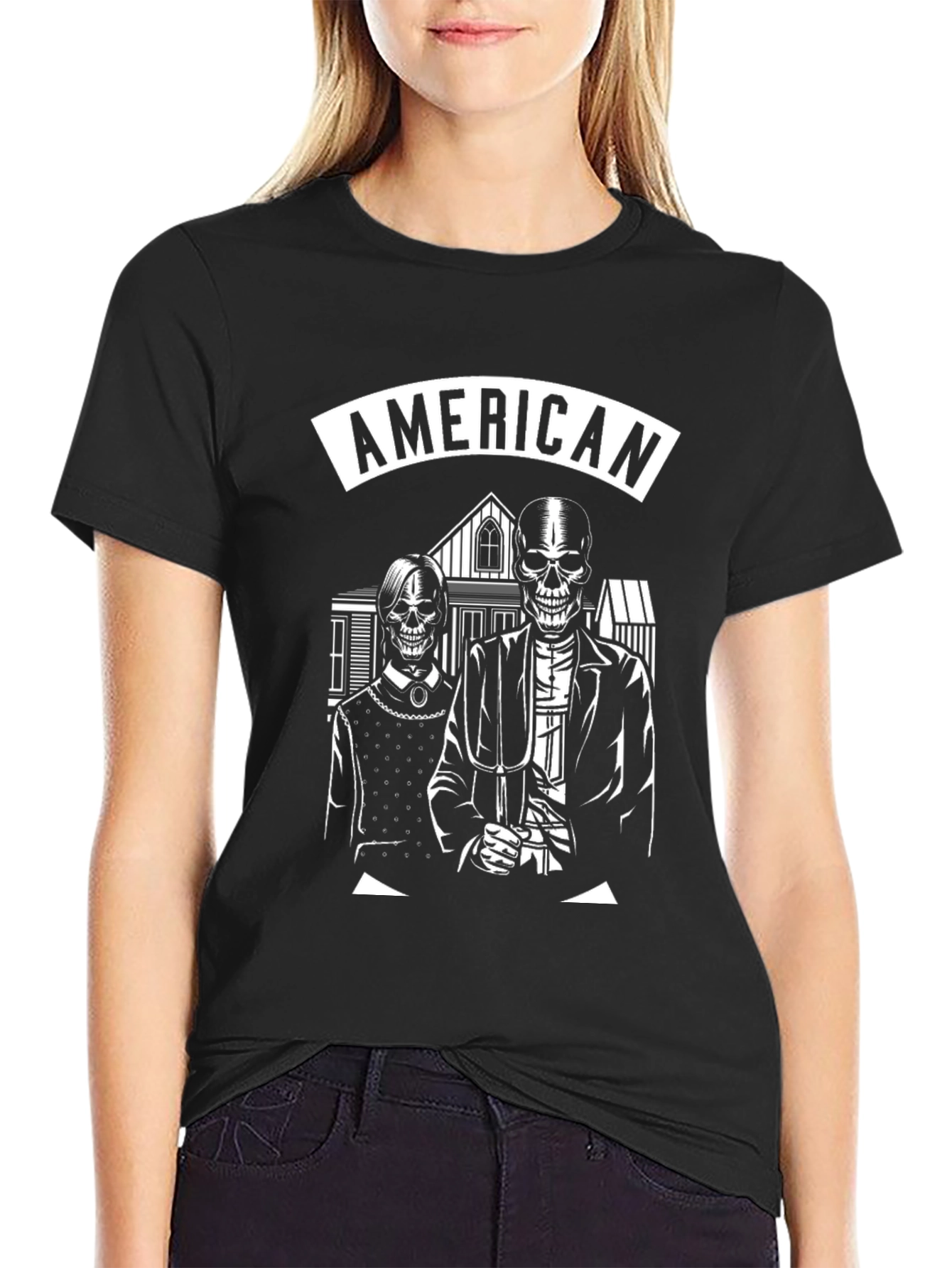 American Gothic Skeleton T-Shirt - Black
