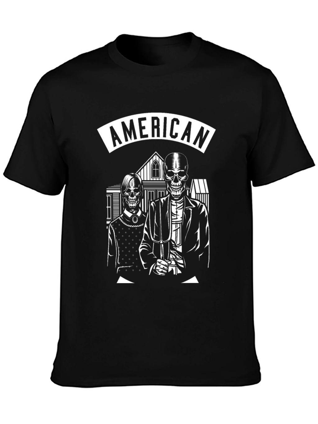 American Gothic Skeleton T-Shirt - Black