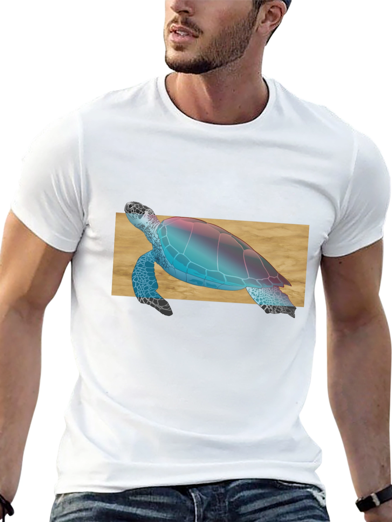 Sea Turtle Graphic Print Black T-Shirt