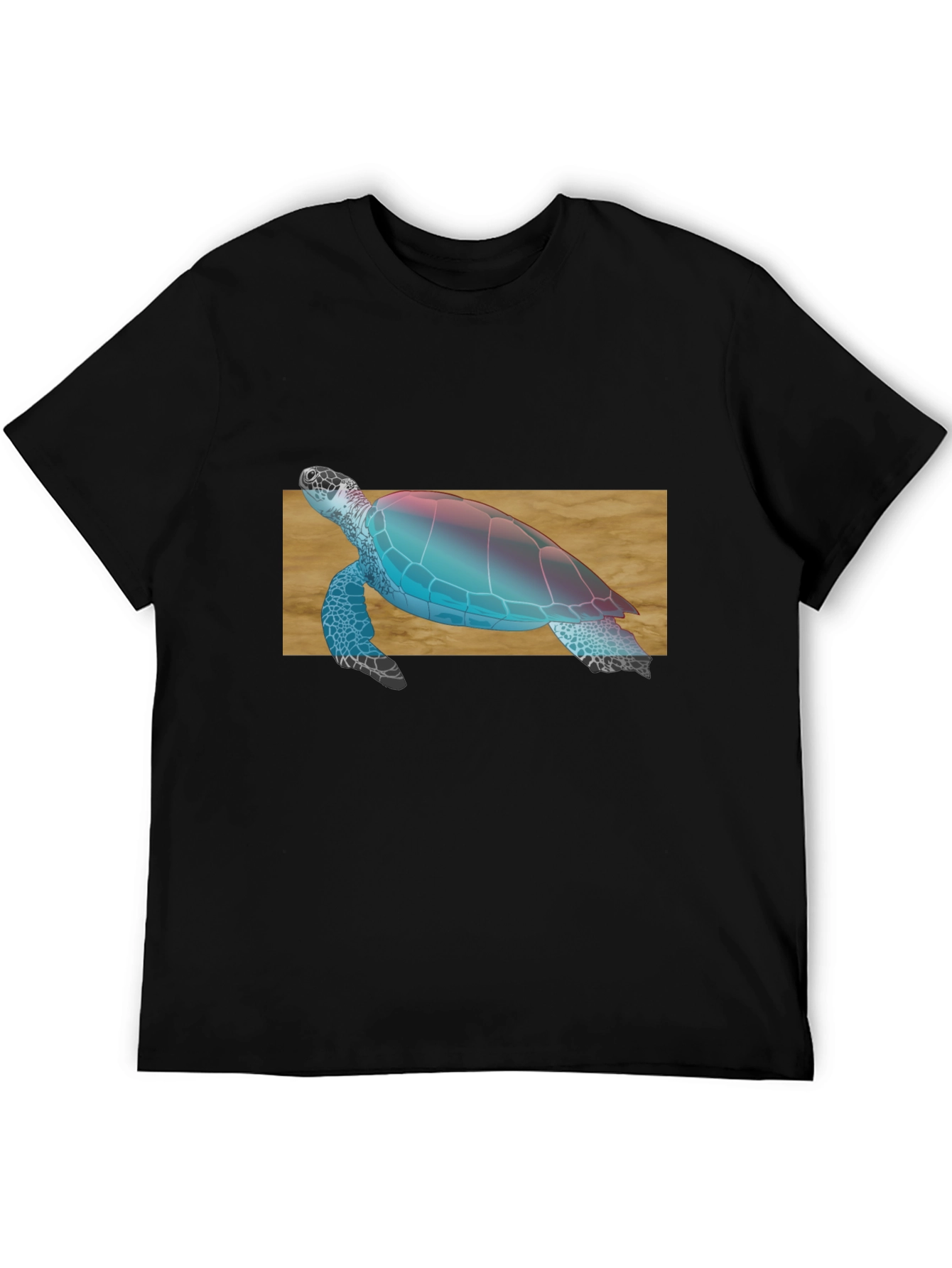 Sea Turtle Graphic Print Black T-Shirt