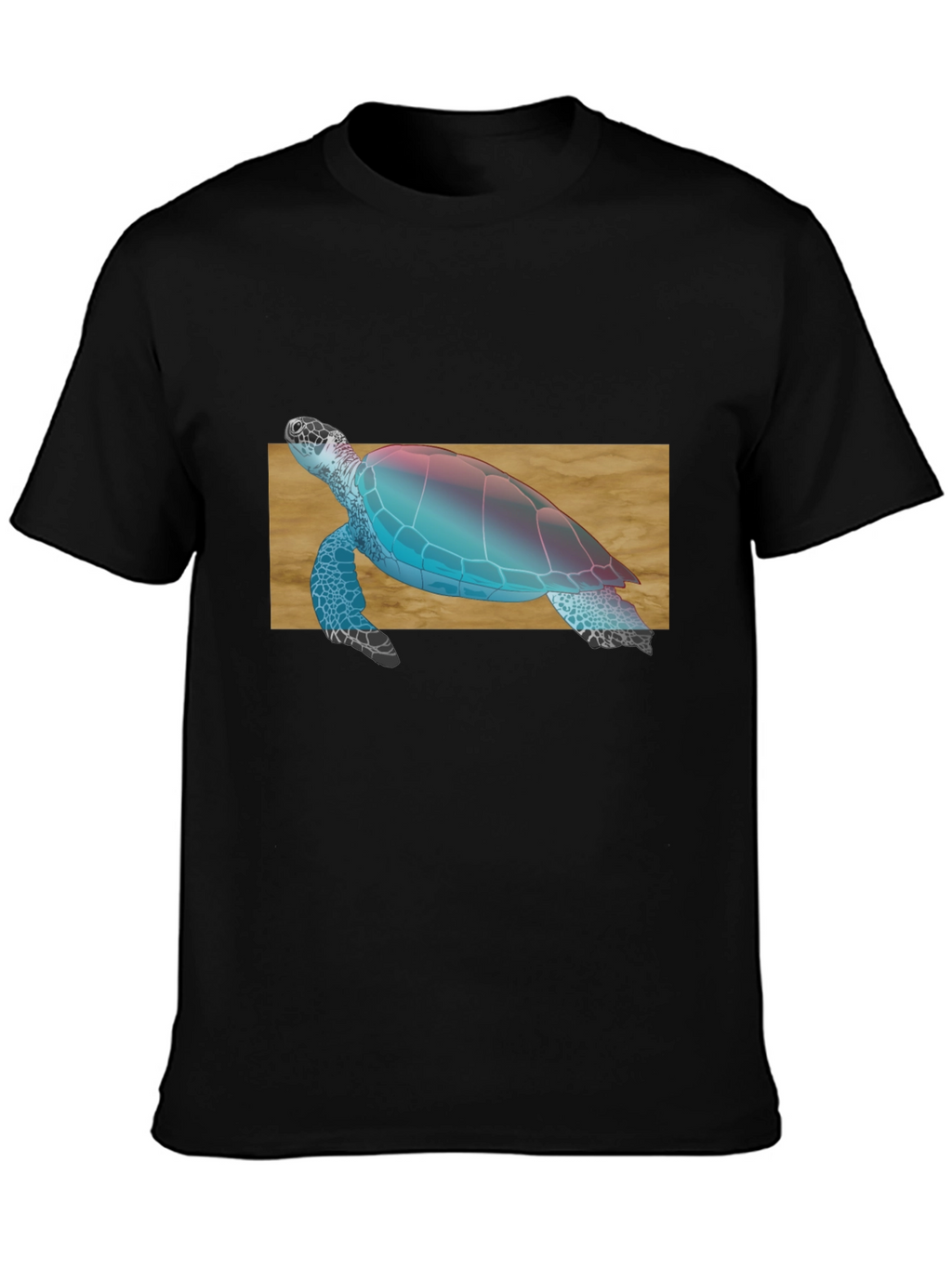 Sea Turtle Graphic Print Black T-Shirt